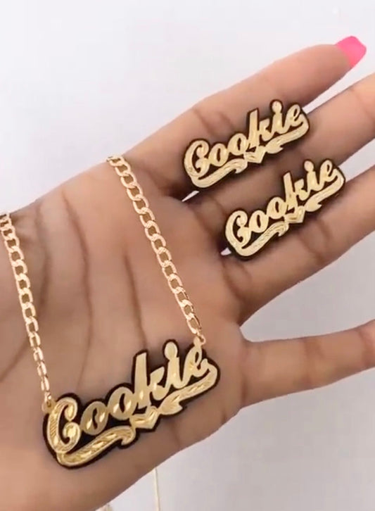 Onyx Stud Earrings & Necklace Set