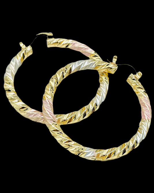 Tri-Tone Goddess Hoops