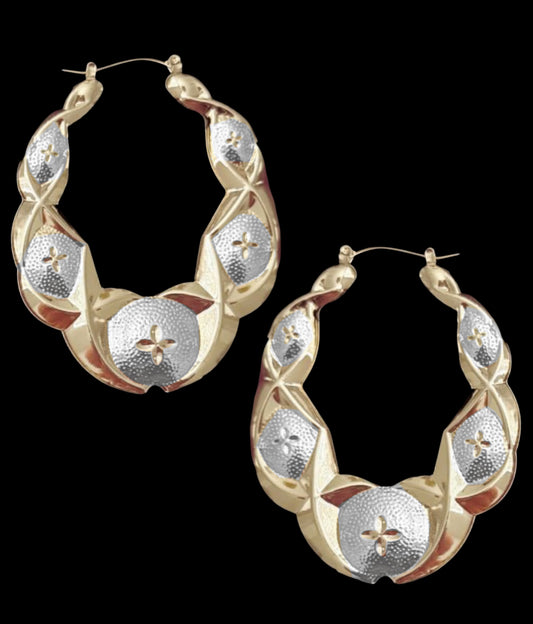 🔥Two tone Oval Xo Earrings (70MM)