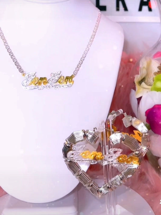 Silver Heart Bamboo Set