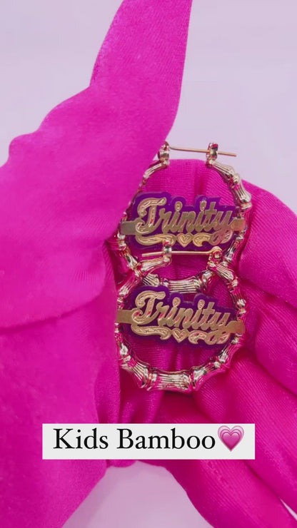 Kids Onyx Bamboo Earrings