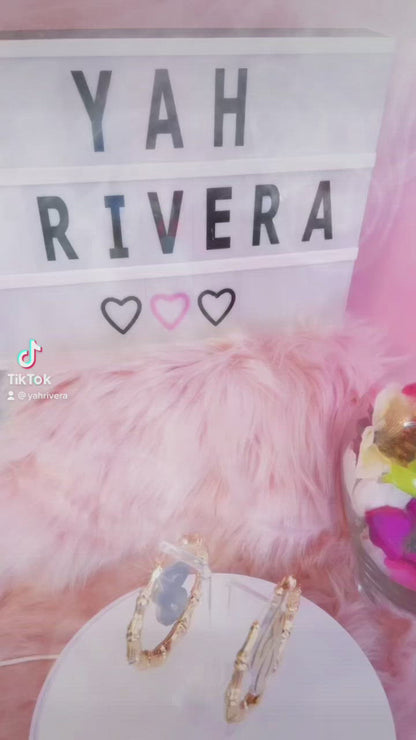 Onyx Initial Bamboo Earrings