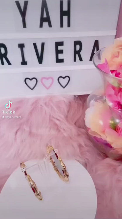 Onyx Initial Bamboo Earrings