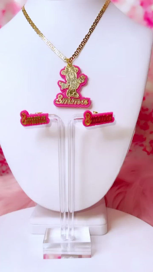 Any Character Necklace and Earrings Set