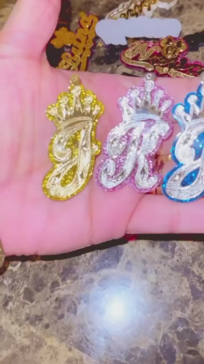 Onyx Initial Crown Necklace