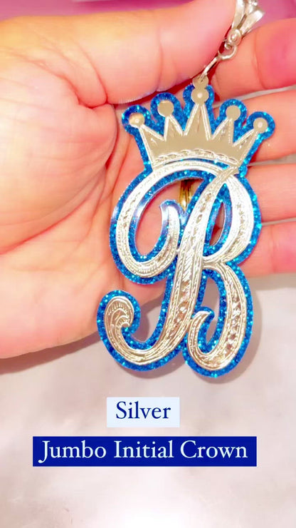 Onyx Initial Crown Necklace