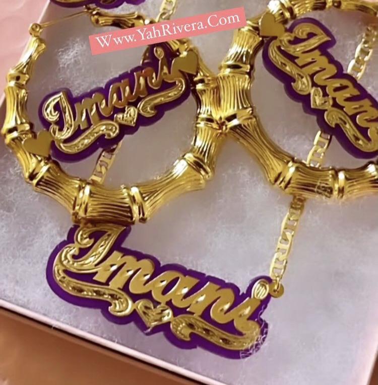 Kids Onyx Bamboo Earrings & Necklace set