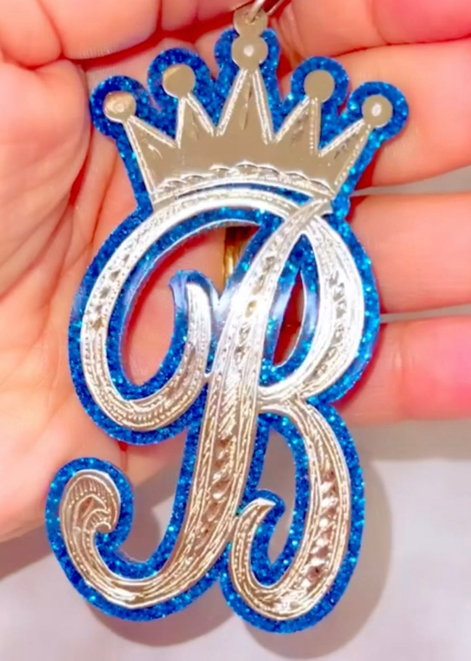 Onyx Initial Crown Necklace