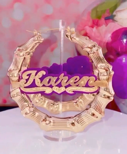 Kids Onyx Bamboo Earrings