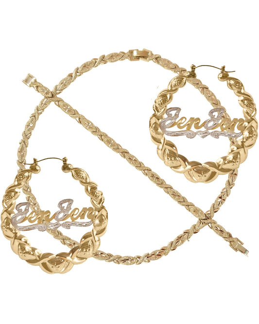 Xo BUNDLE set W/ Name Earrings