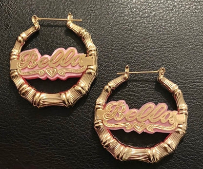 Kids Onyx Bamboo Earrings